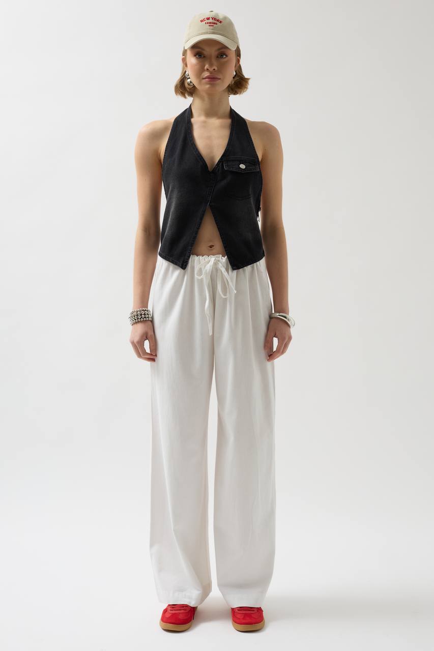 Denim Dusk Open-Back Top